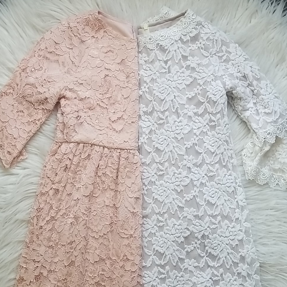 Bundle of DAINTY JEWELL'S lace dresses large 6/8
